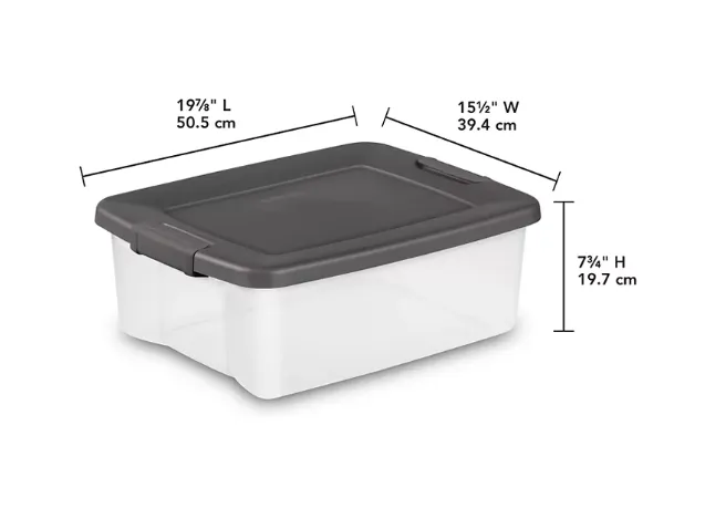 13514, Sterilite 25qt Shelf Tote/Storage Container W/Lid