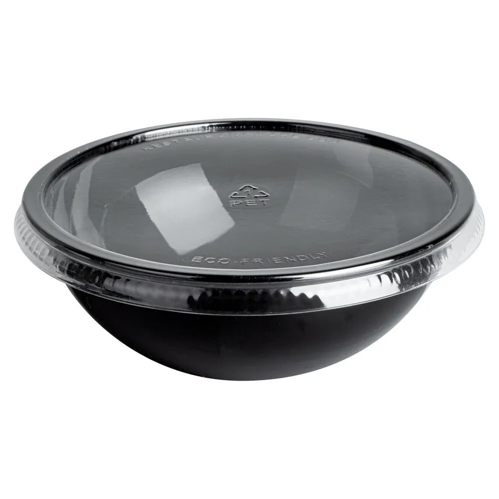 18 oz Round Black Plastic Salad Bowl - 6" x 6" x 2 1/2" - 200 count box