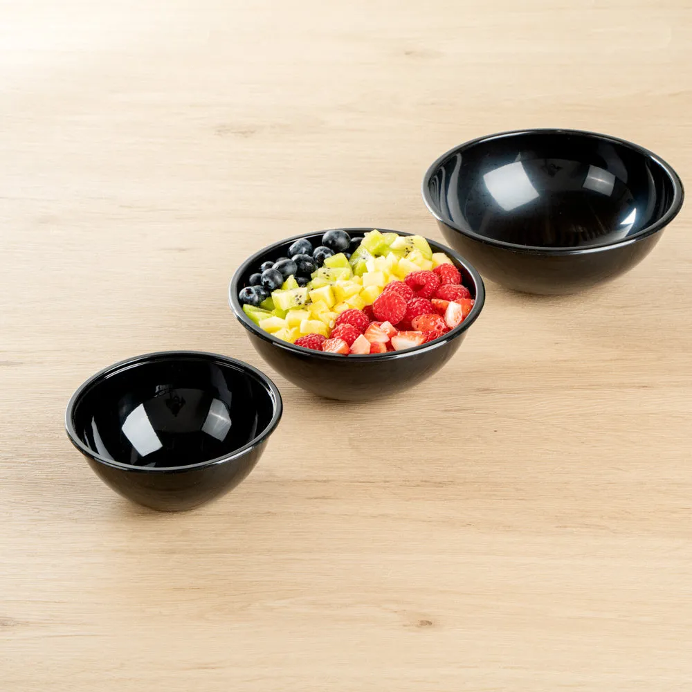 18 oz Round Black Plastic Salad Bowl - 6" x 6" x 2 1/2" - 200 count box