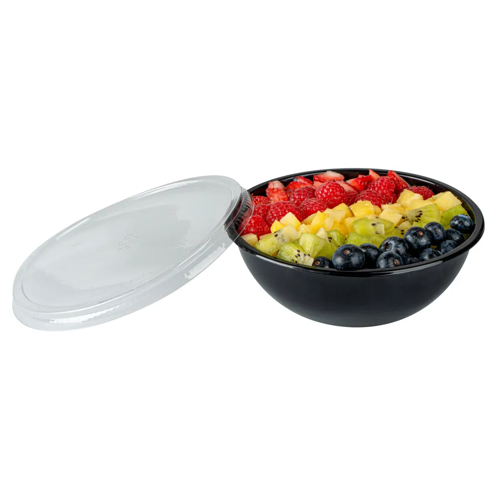 18 oz Round Black Plastic Salad Bowl - 6" x 6" x 2 1/2" - 200 count box