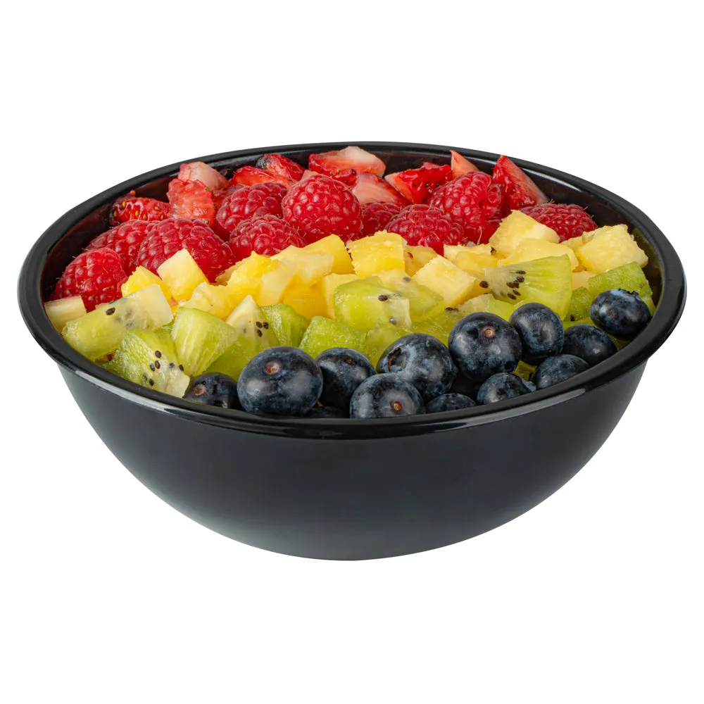 18 oz Round Black Plastic Salad Bowl - 6" x 6" x 2 1/2" - 200 count box