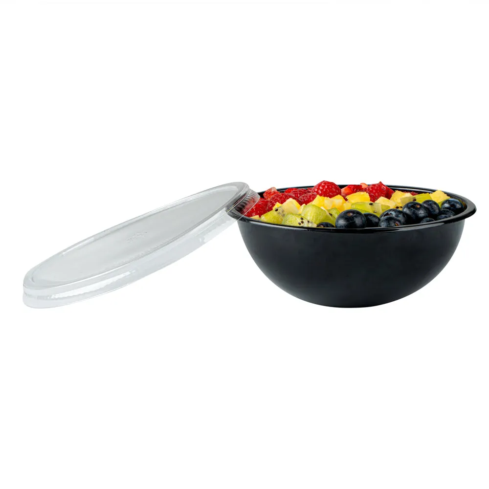 18 oz Round Black Plastic Salad Bowl - 6" x 6" x 2 1/2" - 200 count box