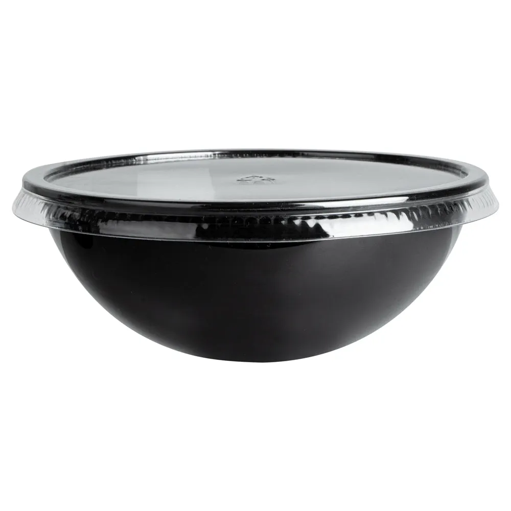 18 oz Round Black Plastic Salad Bowl - 6" x 6" x 2 1/2" - 200 count box