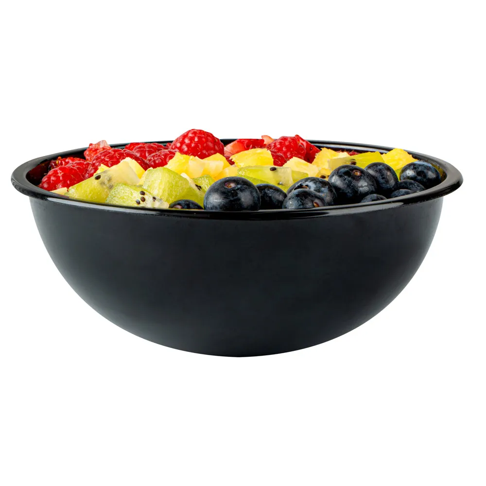 18 oz Round Black Plastic Salad Bowl - 6" x 6" x 2 1/2" - 200 count box