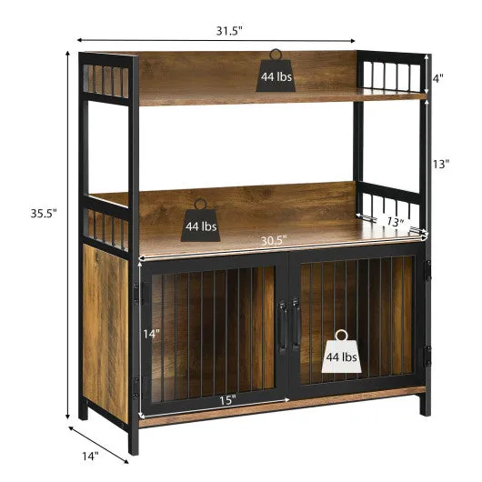 2-Tier Baker's Rack Industrial Kitchen Microwave Oven Stand with Storage Cabinet-Rustic Brown