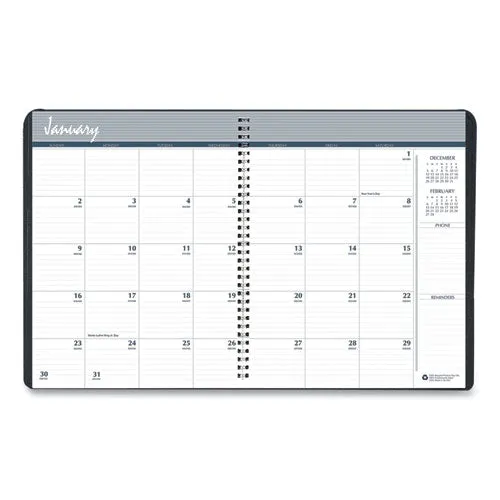 24-month Recycled Ruled Monthly Planner, 11 X 8.5, Black Cover, 24-month (jan To Dec): 2024 To 2025