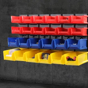 24 Storage Bins Rack w/ Steel Backboard & Labels, Giantz