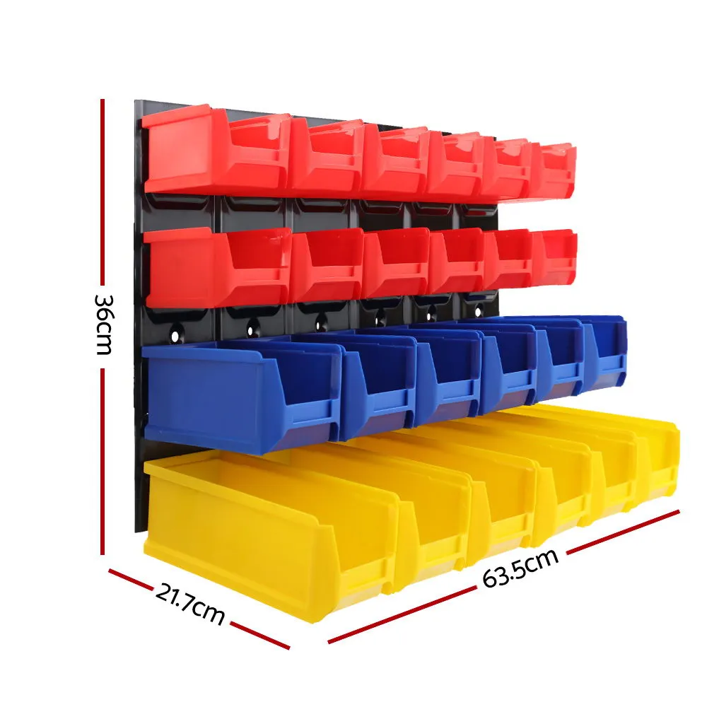 24 Storage Bins Rack w/ Steel Backboard & Labels, Giantz