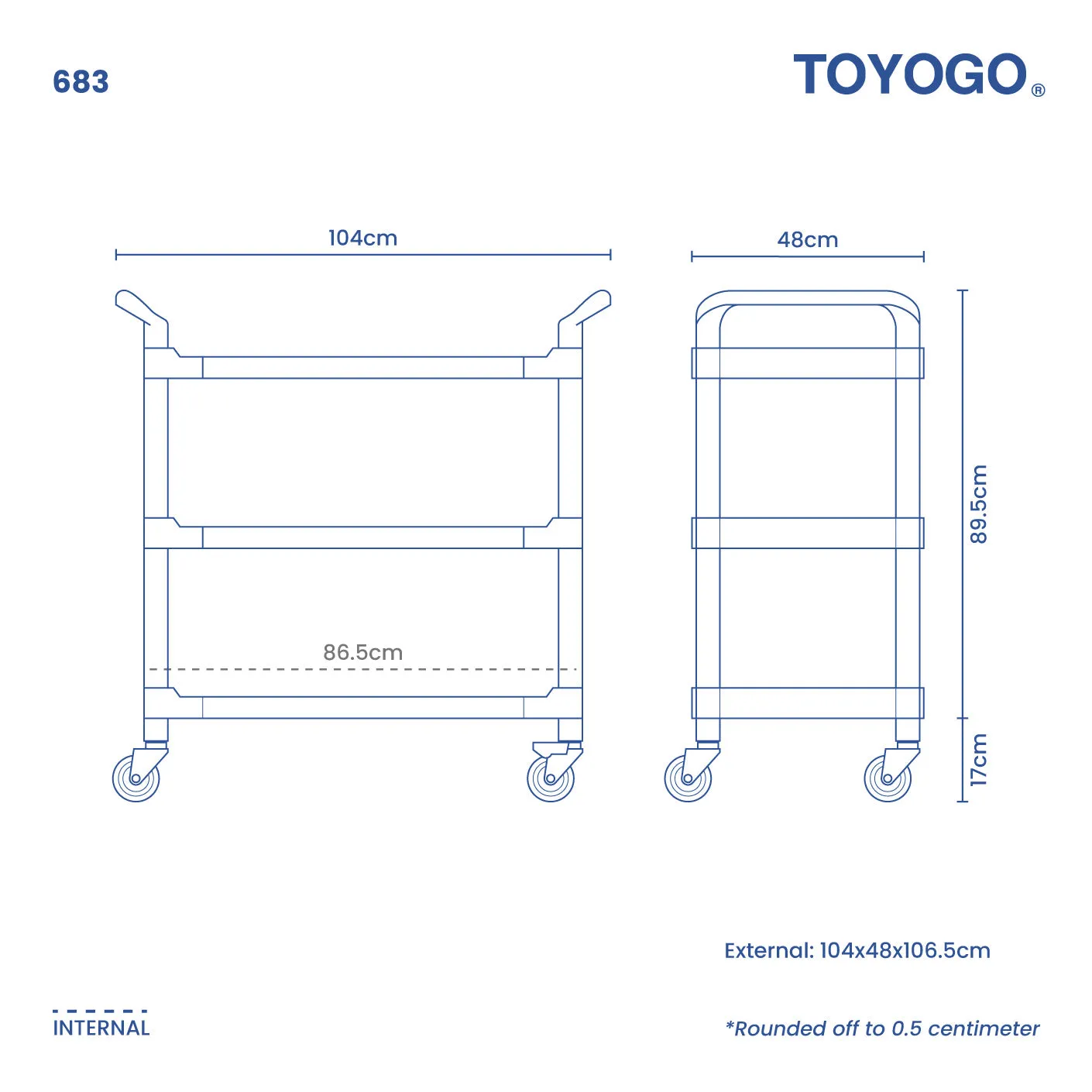 3 TIER CATERING CART W/WHLS (683)