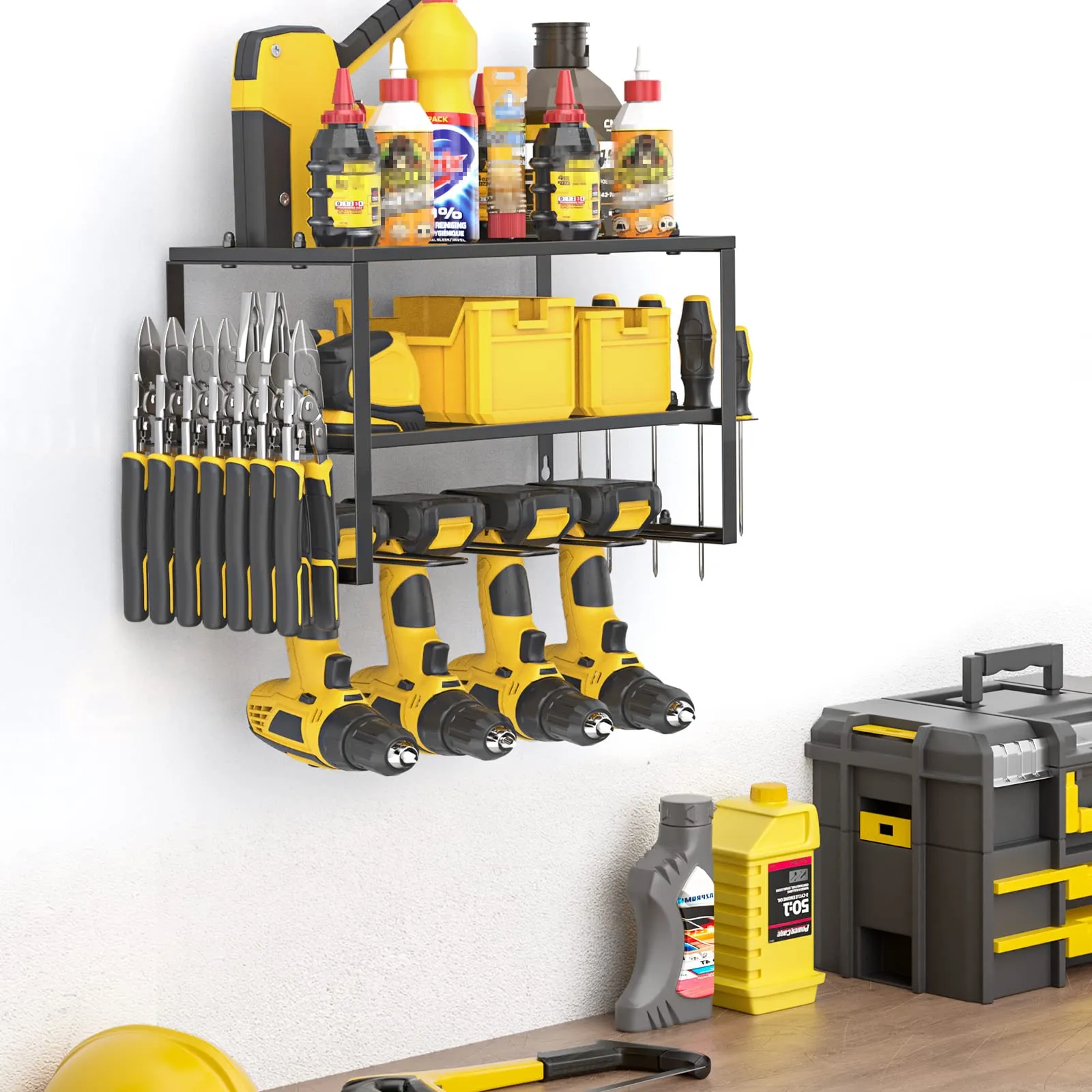 4-Tier Garage Tool Storage Organizer Rack 40cm Power Tool Shelf