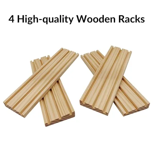 4 Wooden Rummy Trays/Racks Set for Rummikub Game, Rummy Cube Game Holders 4 Wooden Racks for Tiles Game Classic Board Game - Tiles NOT Included