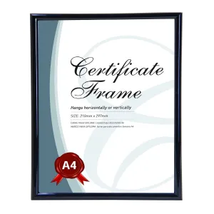 A4 Wall Glass Certificate Black Frame