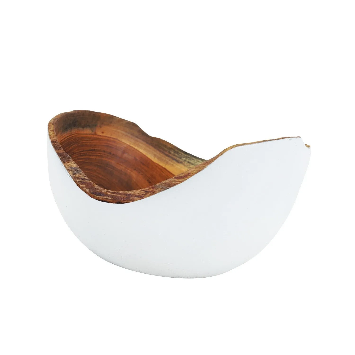 Adagio Teak Bowl with White Exterior