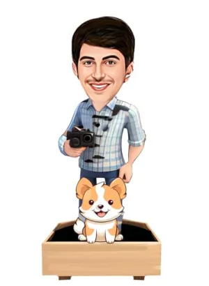 Adesh Anusaar ® Customised Caricature Personalized Gifts for Photographer Birthday Boy 10inch with Cusomised Back Stand A22 (15 Inch)