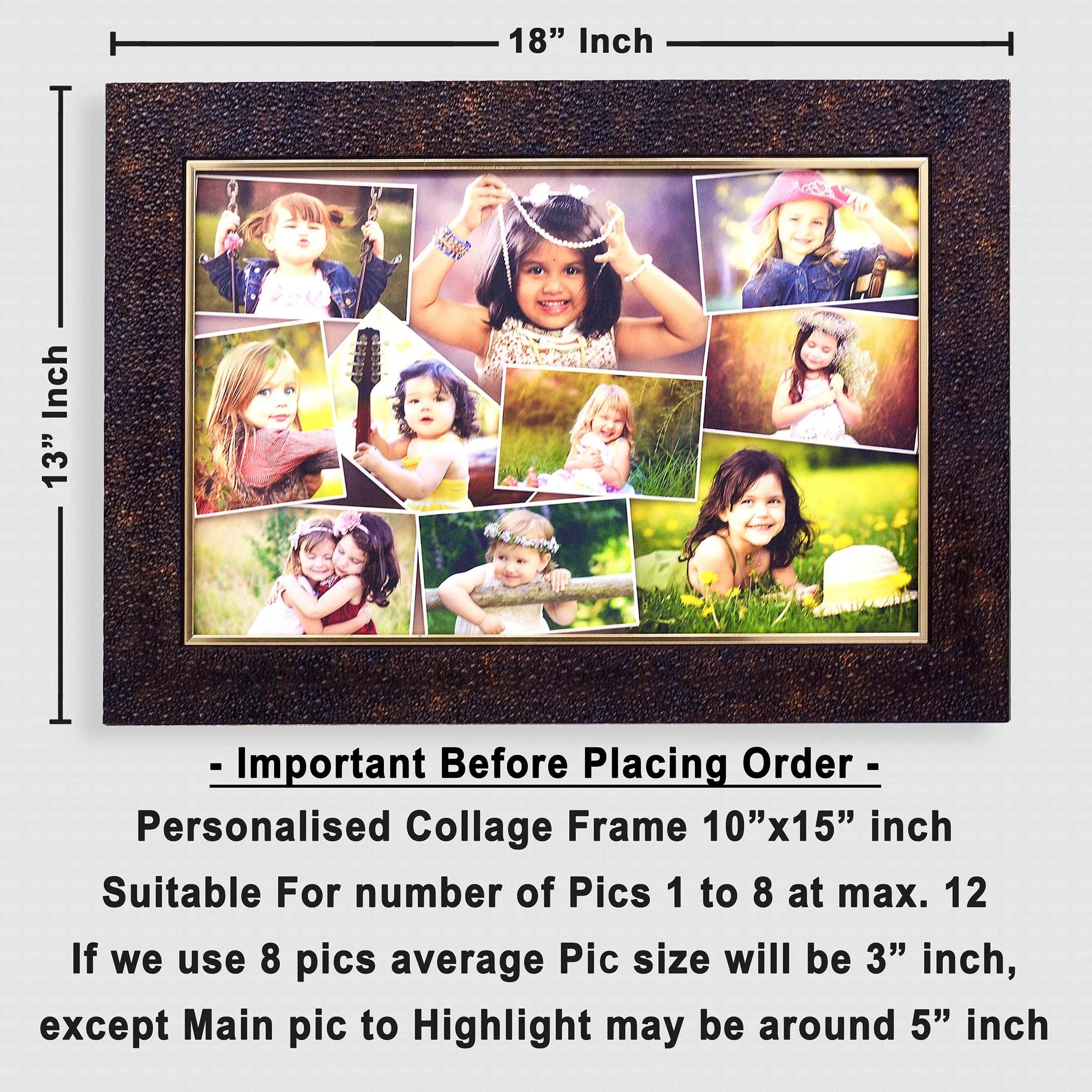 AJANTA ROYAL Personalized Collage Photo Frames for Walls Decoration (10x15 Inch) (Metallic Copper : CP-159)