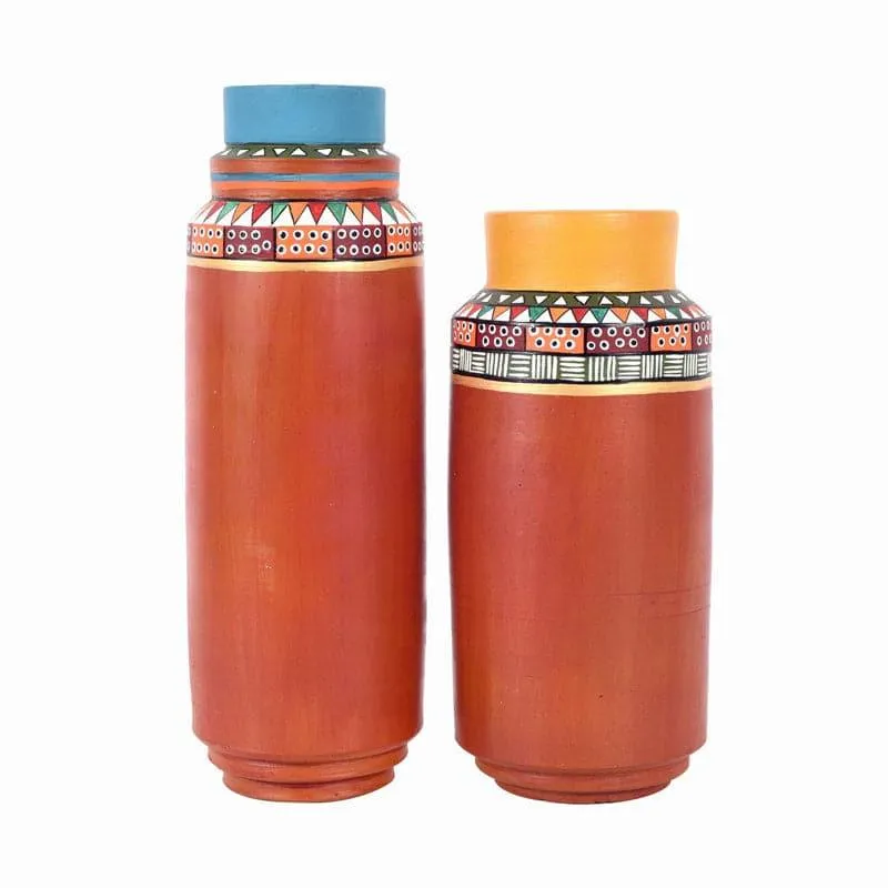 Ansala Tribal Terracotta Vase - Set Of Two