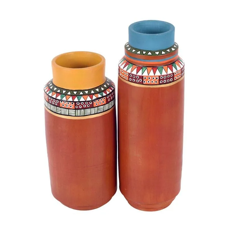 Ansala Tribal Terracotta Vase - Set Of Two