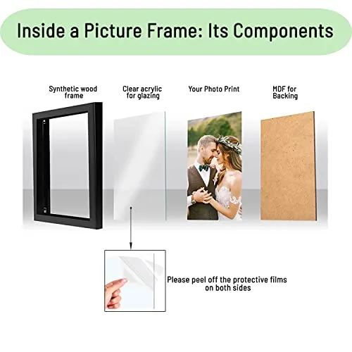 ARCANE DECOR Wall Photo Frames for Living Room - Photo Frames for Home Décor, Picture Frames for Wall Hanging Made with Premium Synthetic Wood, Gift for Every Function (6in x 8in, Rustic Gold)