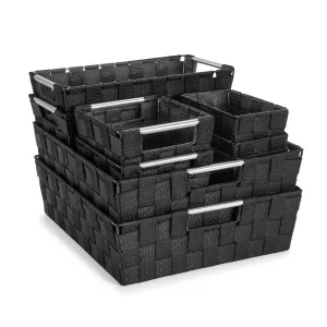 Basket Bin Flat Set Double Woven (9 Pack)