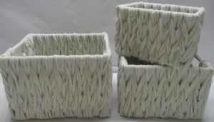 Becki Owens Squared-Shape Set of 3 Cotton Woven Storage Baskets