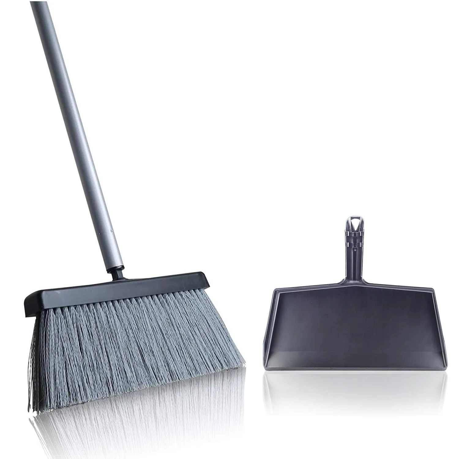 Black Slender Broom & Dustpan Set - Indoor Broom Clip-on Set