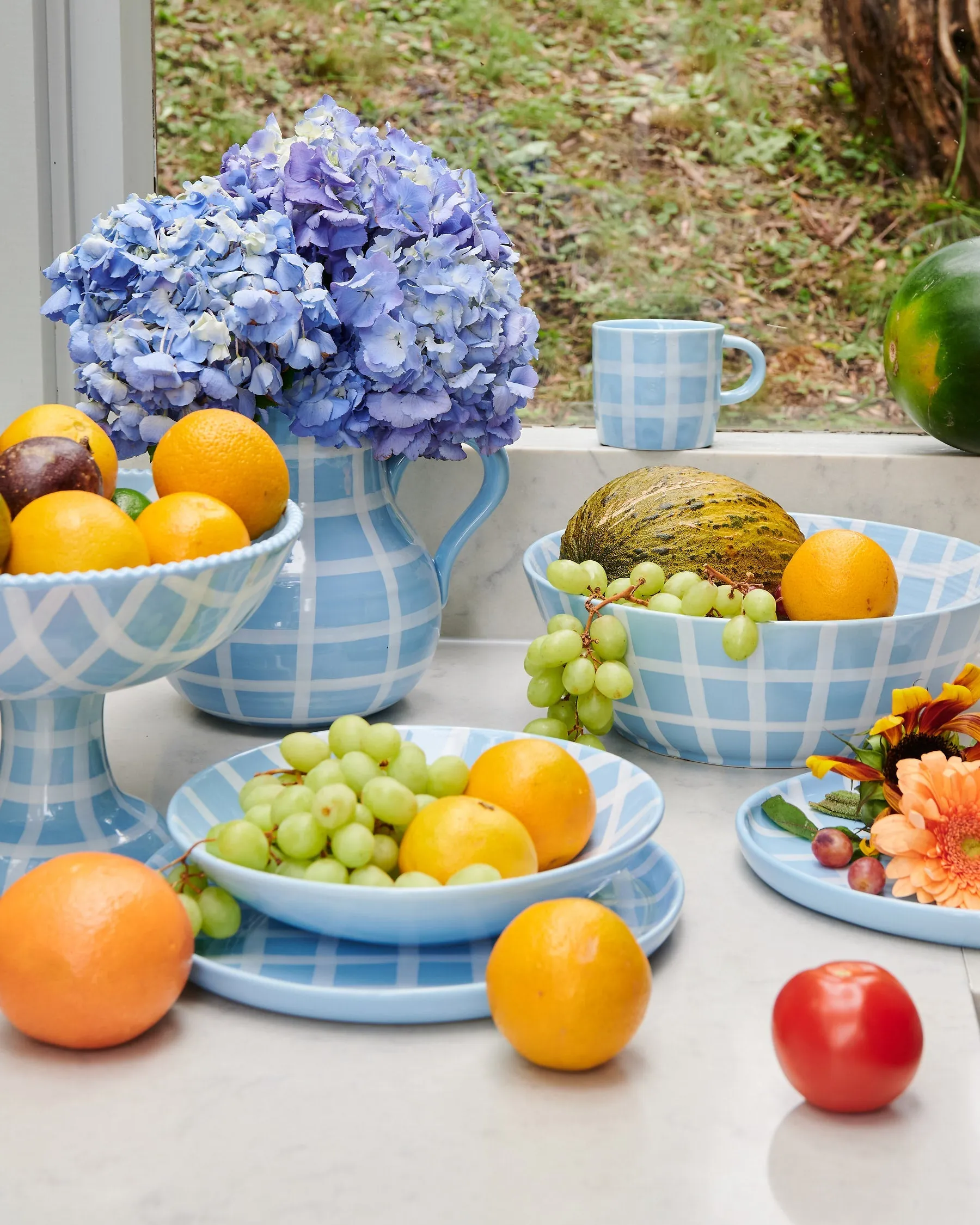 Blue Bird Tartan Bowl 4P Set