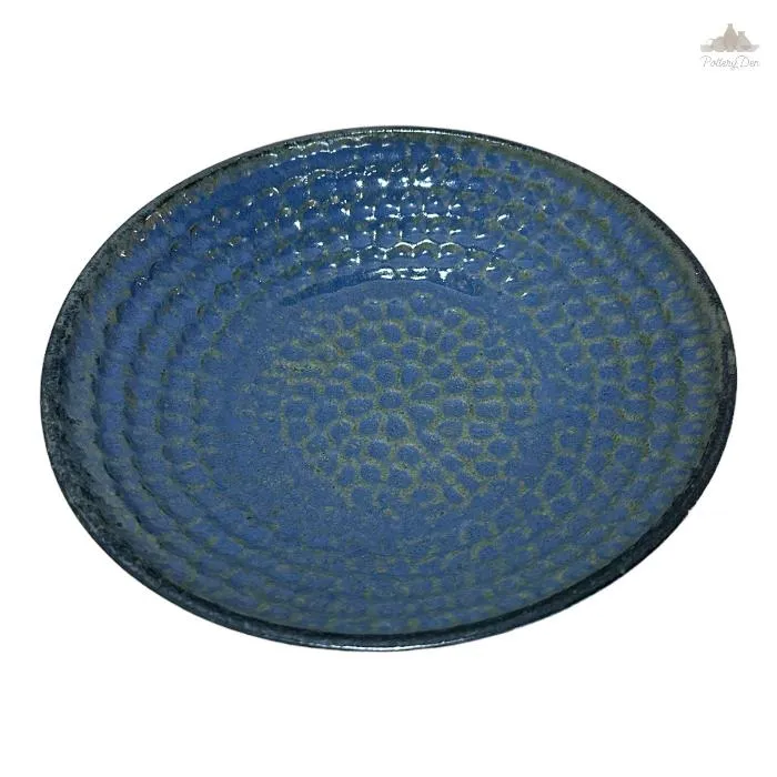 Blue Thumbprint Bowl | Height 5 cm | Diameter 24.5 cm | Hand Painted |  Set of 1 | Ceramic Pottery | Ideal for serving food items