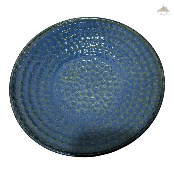 Blue Thumbprint Bowl | Height 5 cm | Diameter 24.5 cm | Hand Painted |  Set of 1 | Ceramic Pottery | Ideal for serving food items