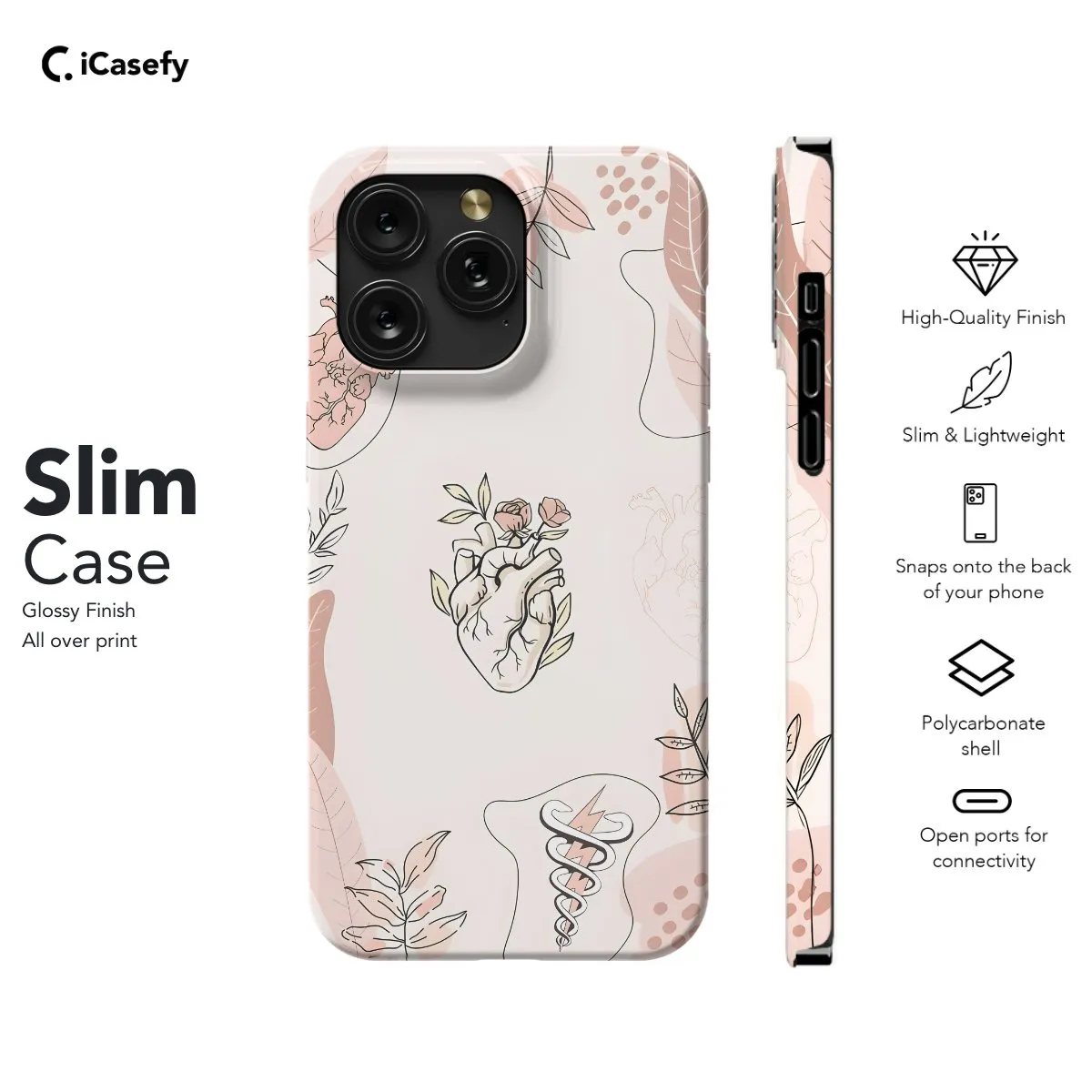 Boho Style Heart Phone Case iPhone Samsung Pixel & More