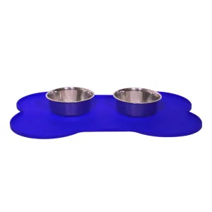 Bone Shape Silicon Rubber Mat- Electric Blue