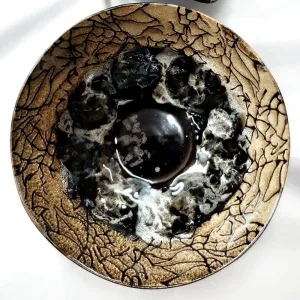 CERAMIC BOWL STONE BLACK GLAZE SMALL