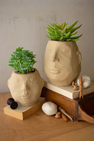 Ceramic Face Planters By Kalalou