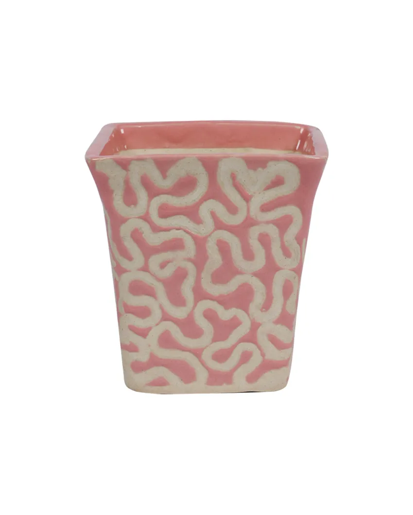 Ceramic Pink Textured Planter | Pink | Plant Not Included