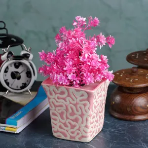 Ceramic Pink Textured Planter | Pink | Plant Not Included