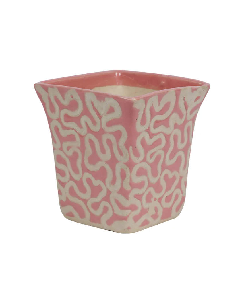 Ceramic Pink Textured Planter | Pink | Plant Not Included