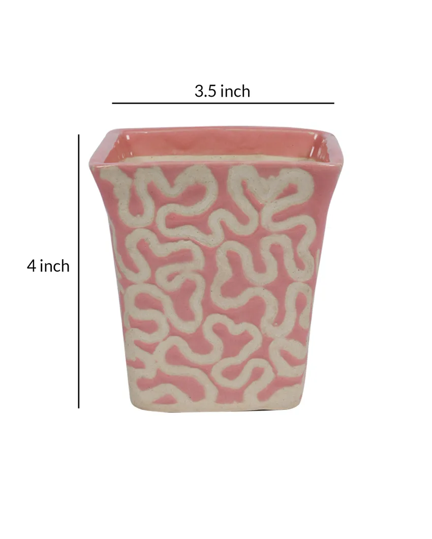 Ceramic Pink Textured Planter | Pink | Plant Not Included