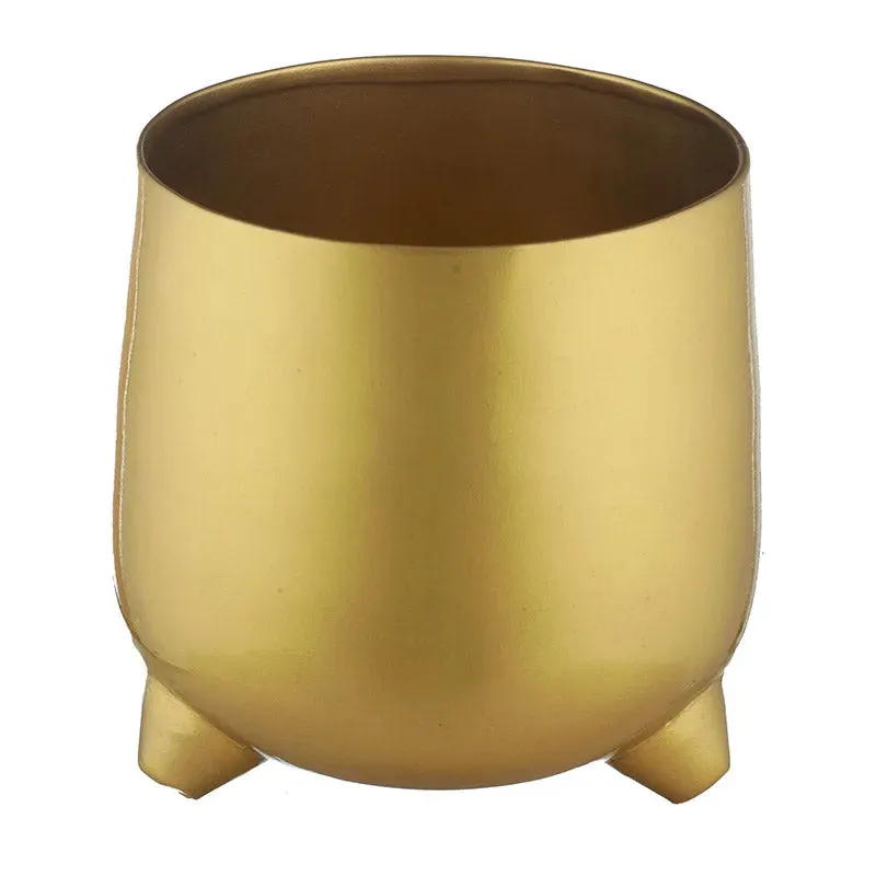 Classic Gold-Toned Solid Metal Planter With legs | Golden | Plant Not Included