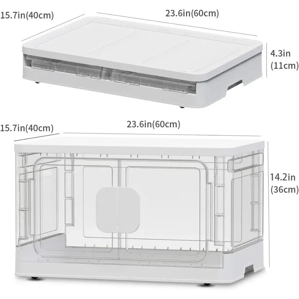 Collapsible 18-Gallon Storage Bin with Clear Access Doors and Rolling Wheels - Optimize Your Organization!