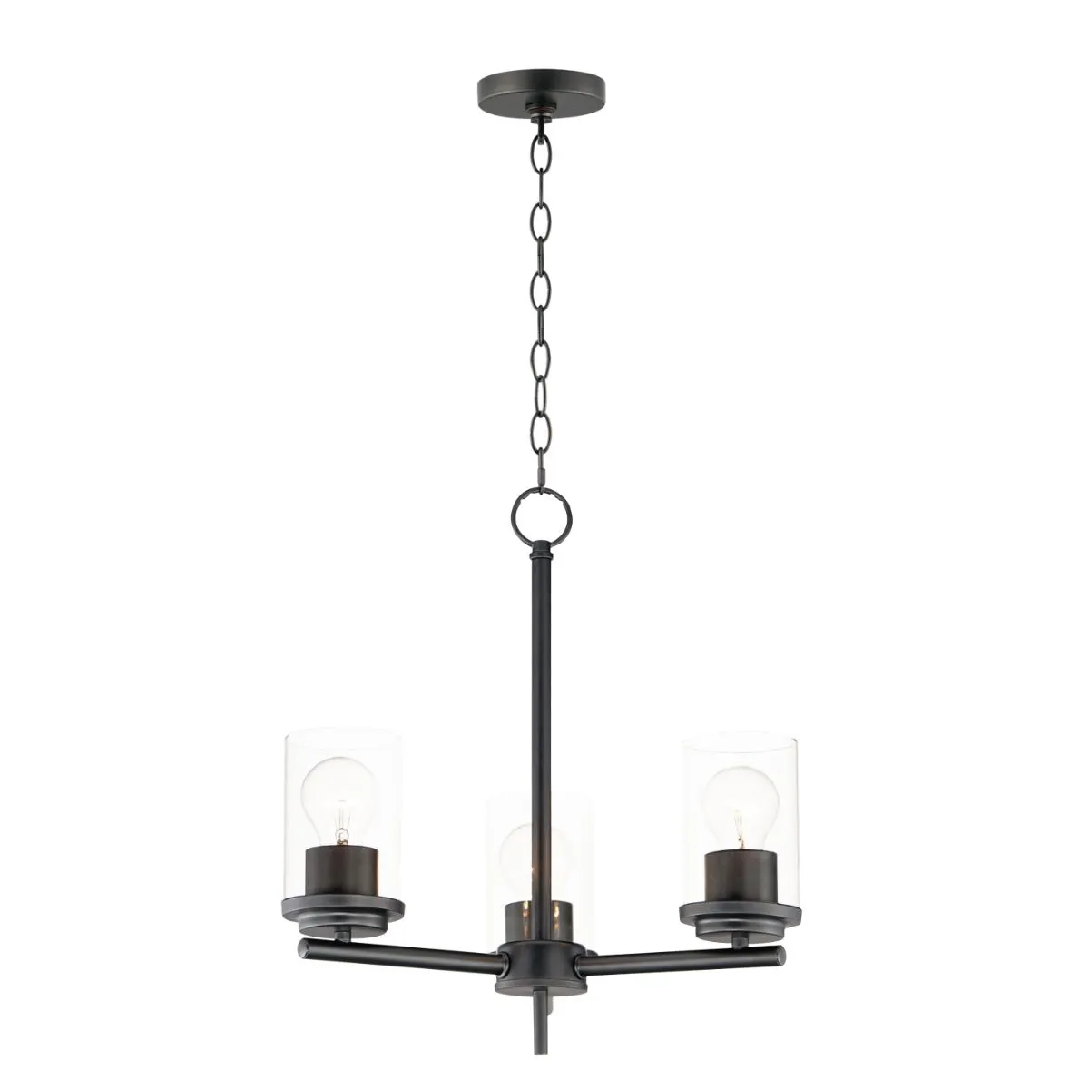 Corona 17 in. 3 Lights Chandelier Black finish Clear Glass