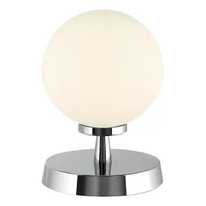 Dar Esben Touch Table Lamp Polished Chrome With Opal Glass