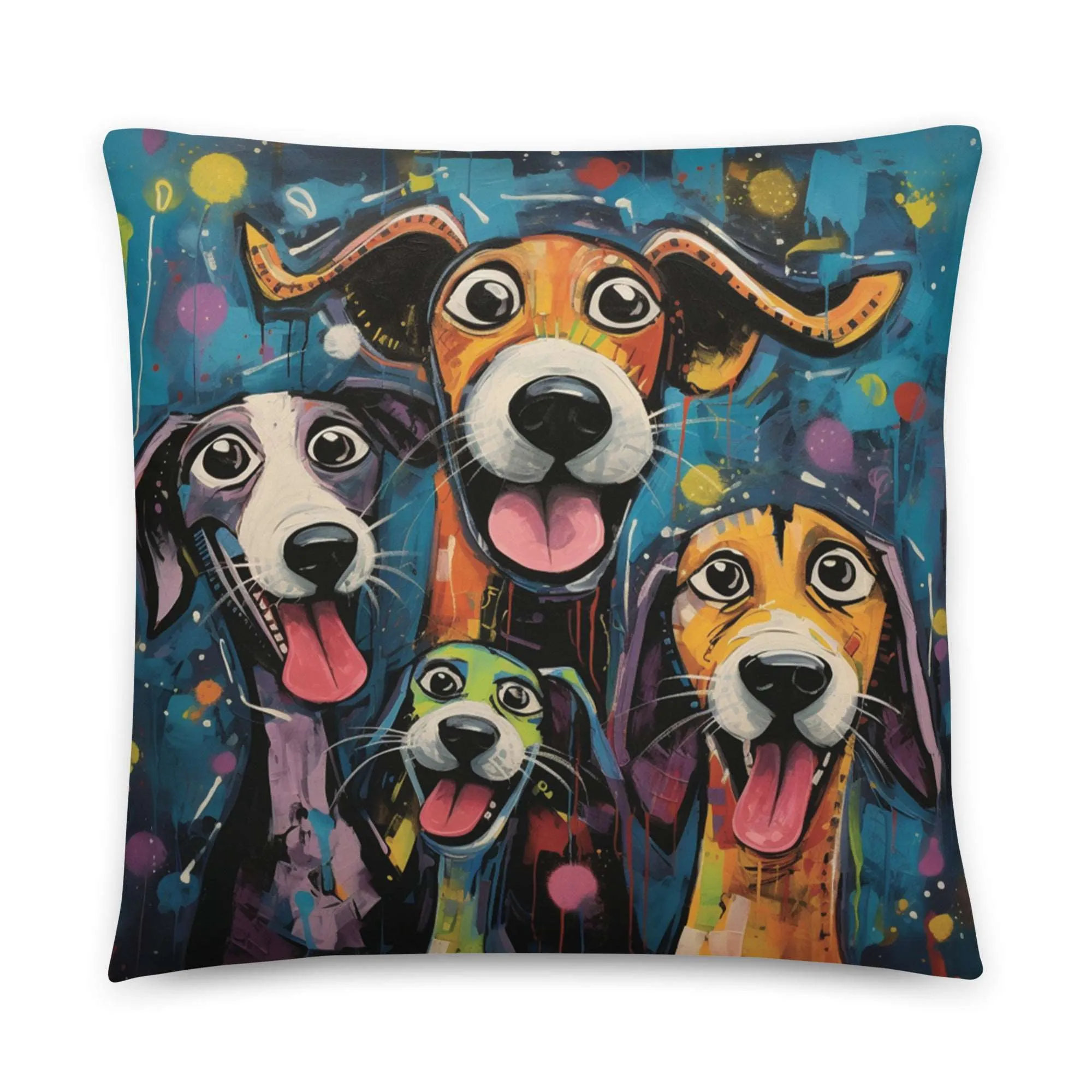 Dinner Time! Dog Art Original Design Throw Pillow