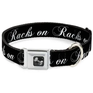 Dog Bone Seatbelt Buckle Collar - RACKS ON RACKS Black/White