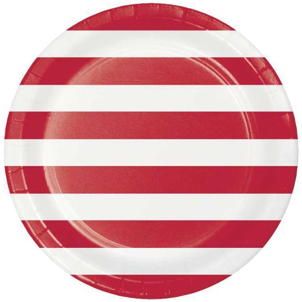 Dots & Stripes Classic Red Paper Dinner Plates 9in 8ct