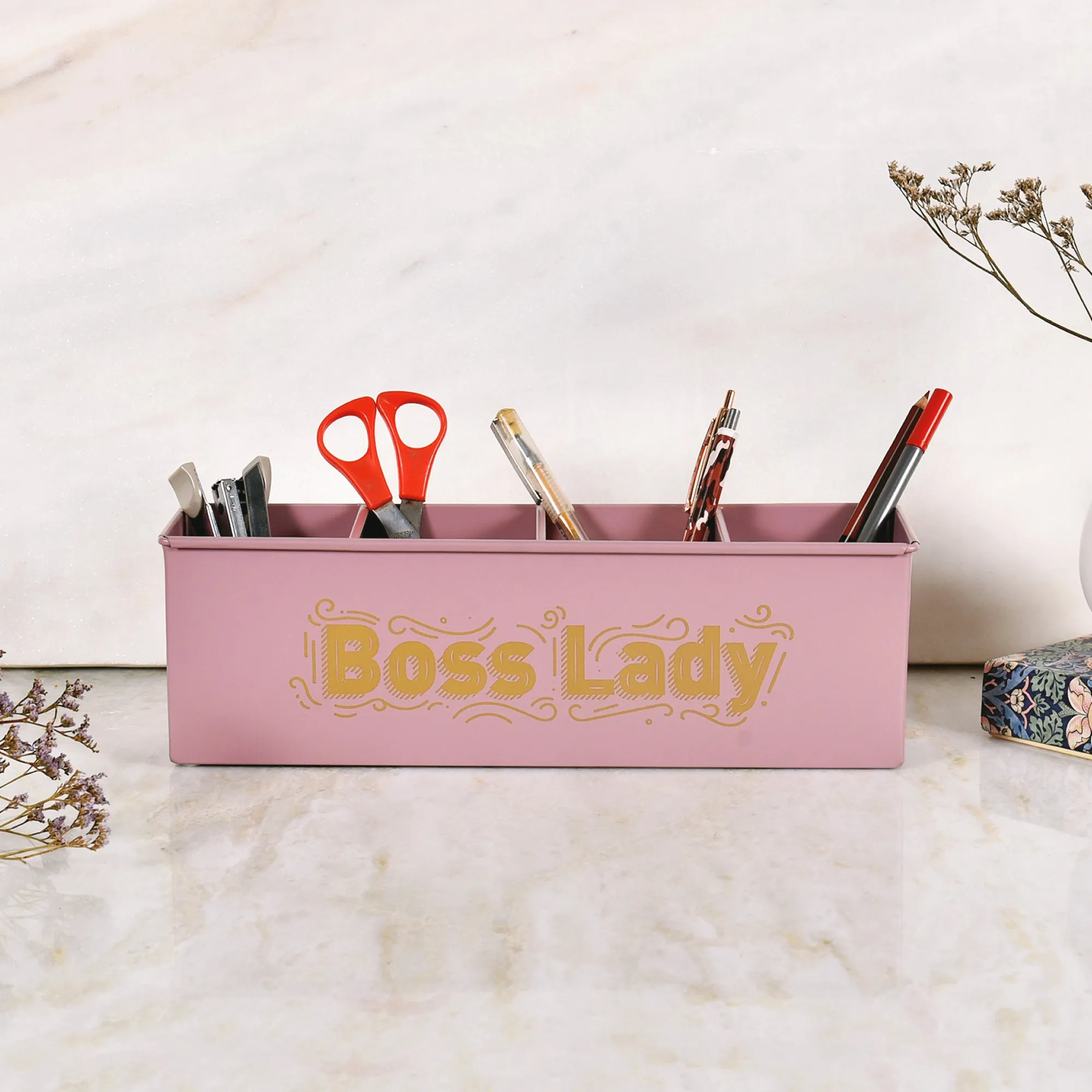 Elan Boss Lady All In One Multifunctional Office Supplies Desk Organizer- Mauve