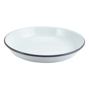 Enamel Rice/Pasta Plate White with Grey Rim 24cm- Pack 1