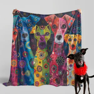 Exotic Whimsical Dog Art Sherpa Blanket