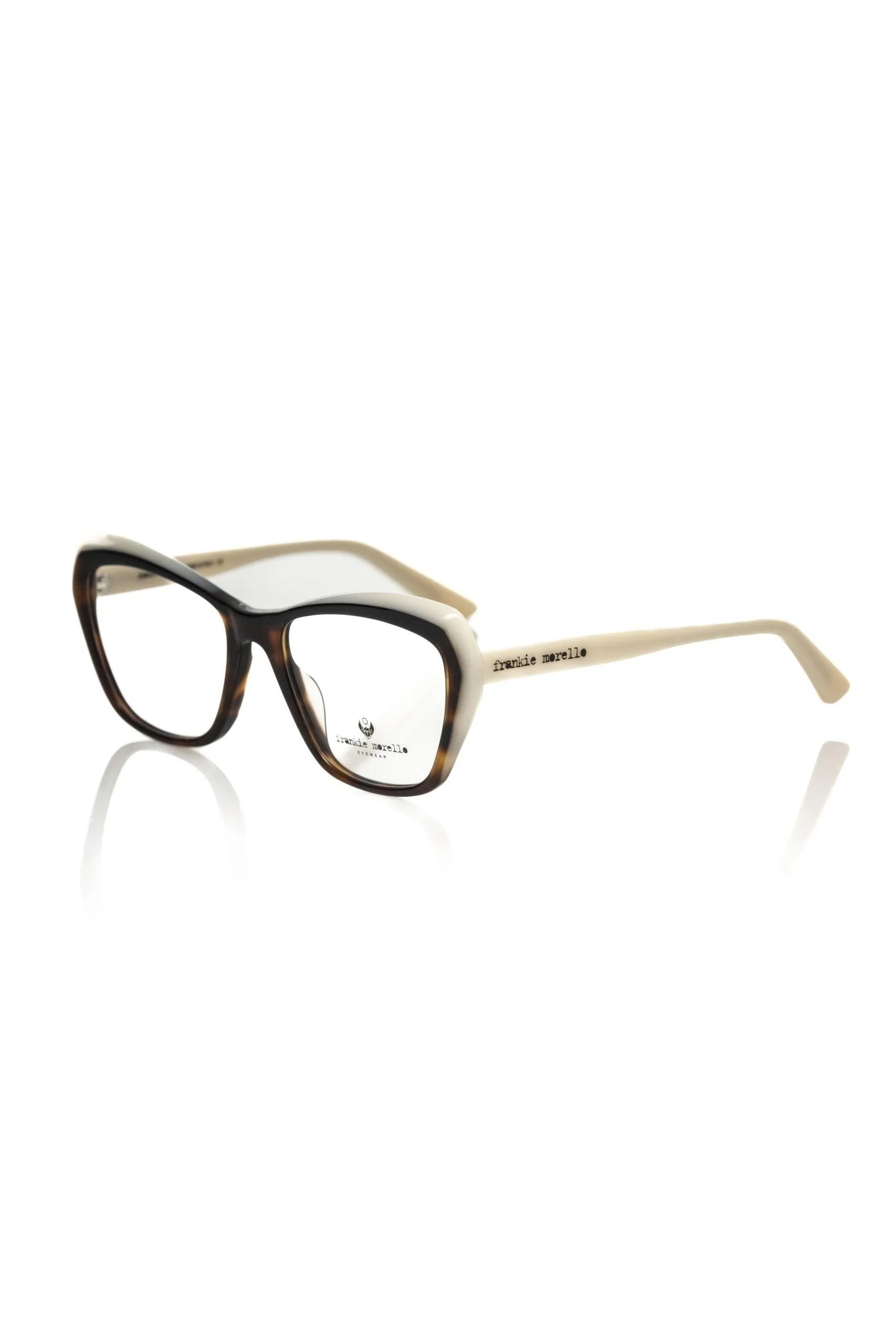 Frankie Morello Chic Cat Eye Cream-and-Turtle Pattern Eyeglasses