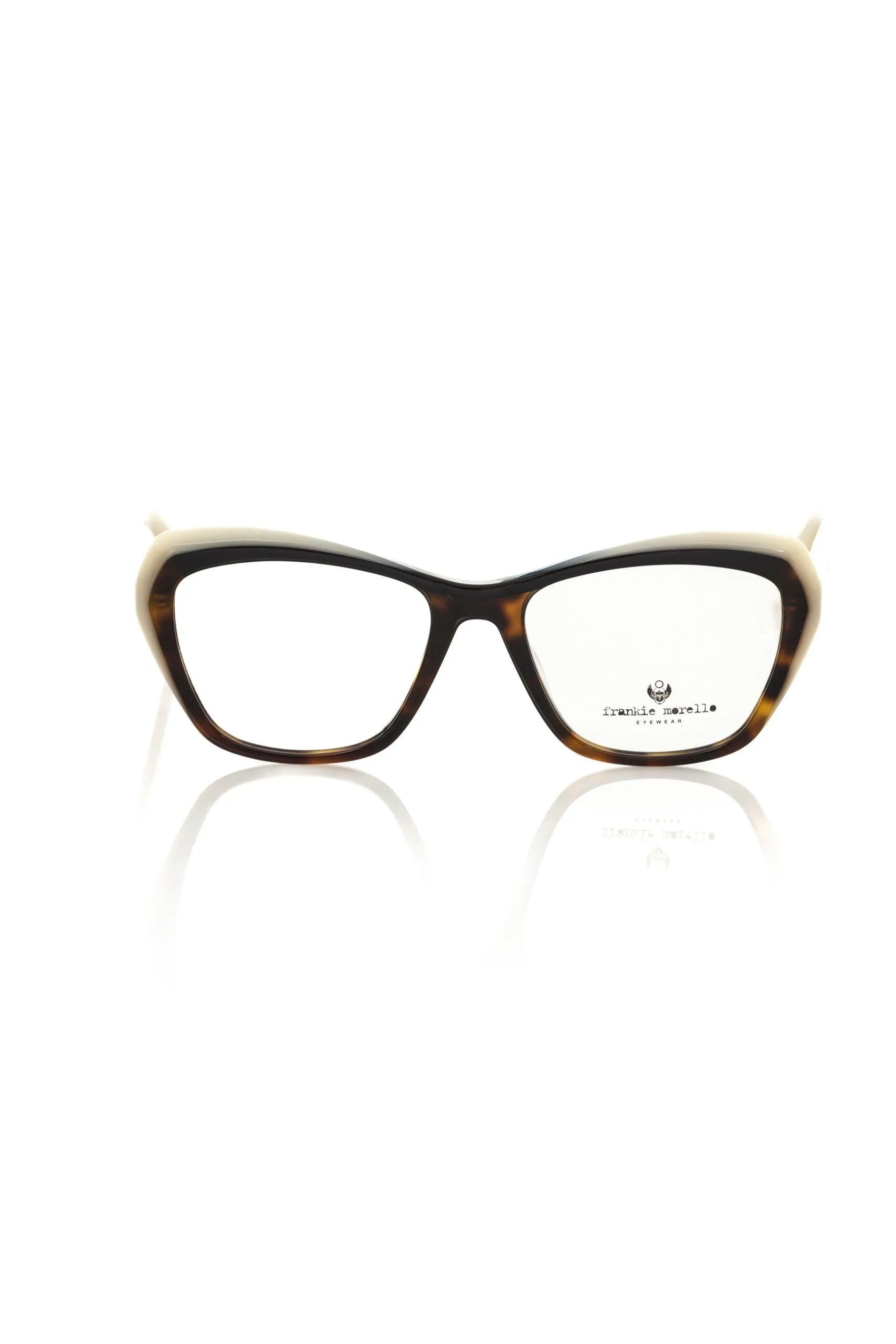 Frankie Morello Chic Cat Eye Cream-and-Turtle Pattern Eyeglasses