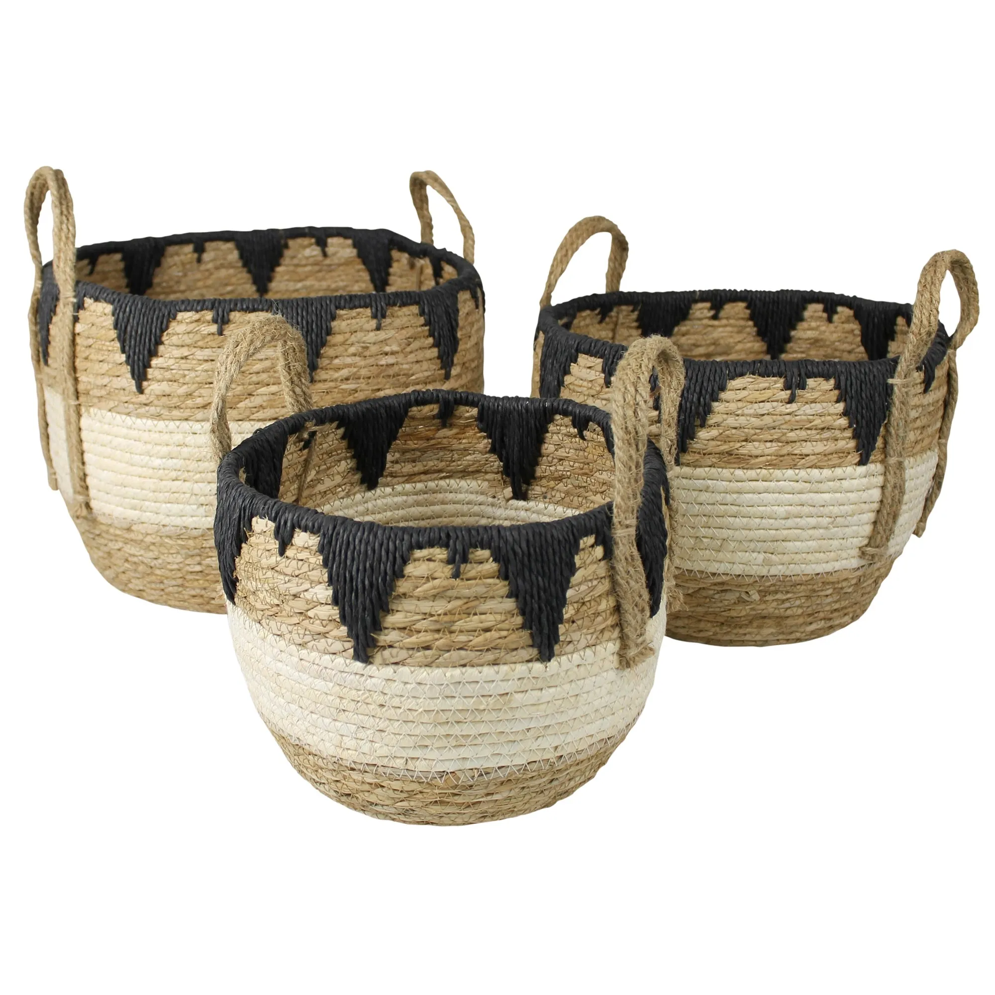 Gideon Baskets, Tribal Rim, Set of 3 By HomArt