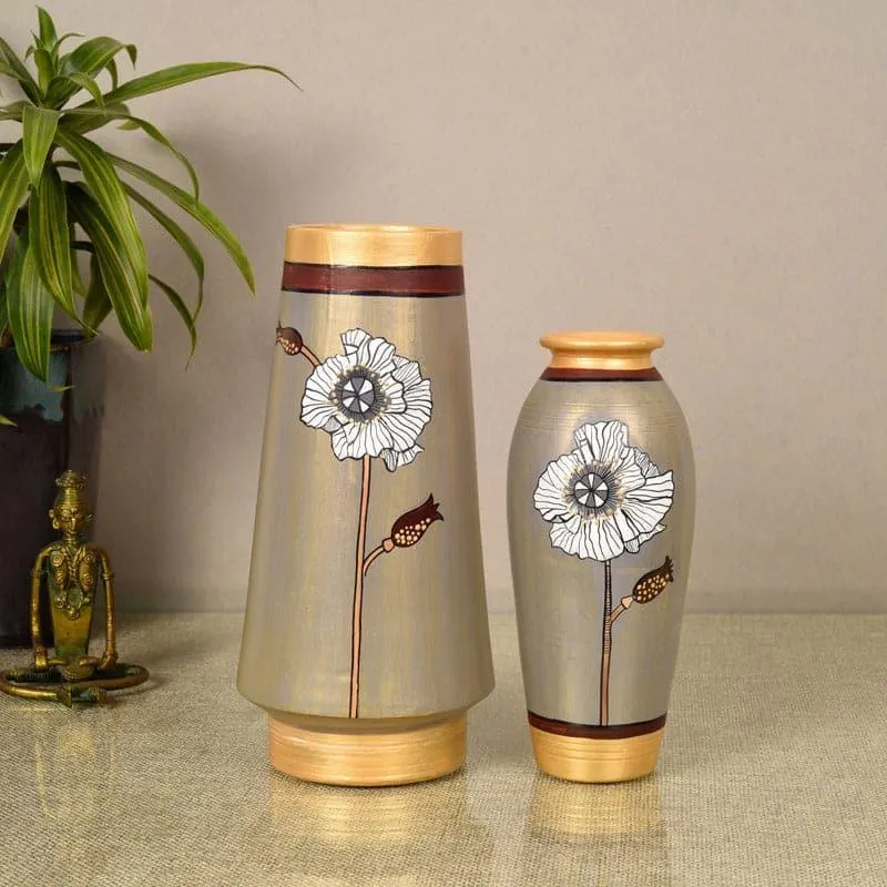 Golden Glam Terracotta Vase - Set Of Two